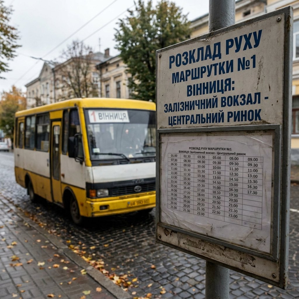 Маршрутка 1 Вінниця: розклад руху громадського транспорту