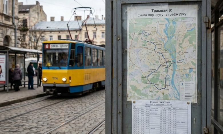 Трамвай 8 Львів: схема маршруту та графік руху