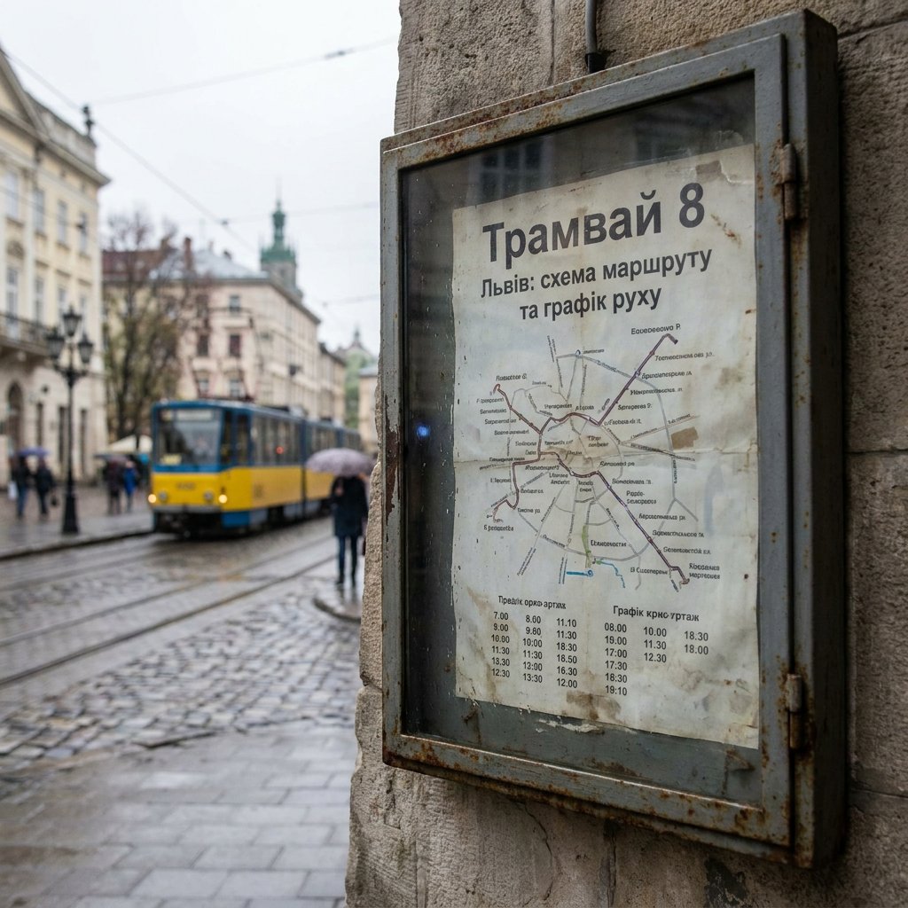 Трамвай 8 Львів: схема маршруту та графік руху