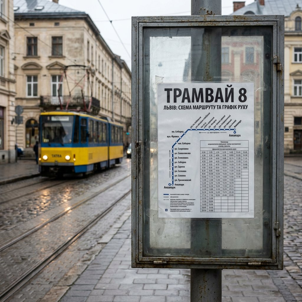 Трамвай 8 Львів: схема маршруту та графік руху