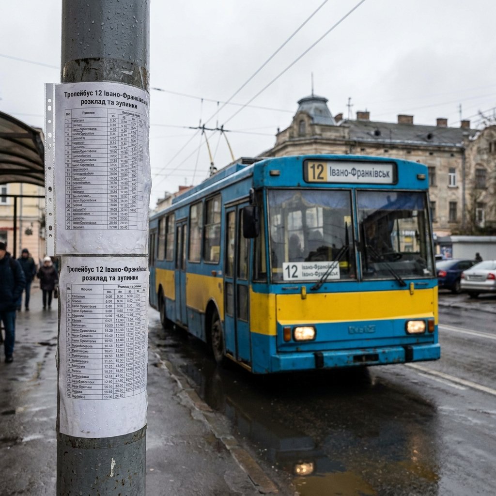 Тролейбус 12 Івано-Франківськ: розклад та зупинки
