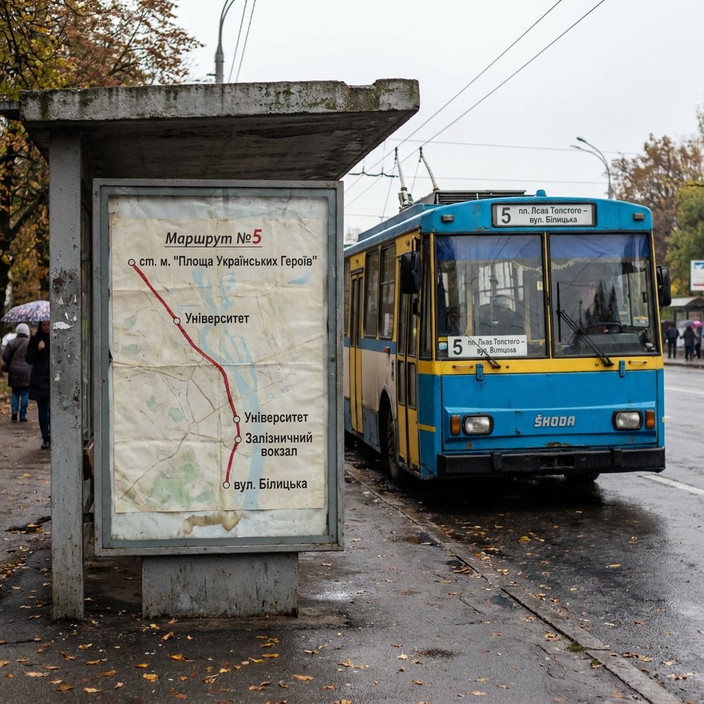 Тролейбус 5 Київ: повний маршрут та зупинки на карті
