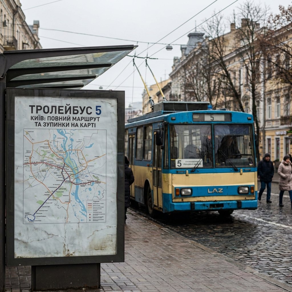 Тролейбус 5 Київ: повний маршрут та зупинки на карті
