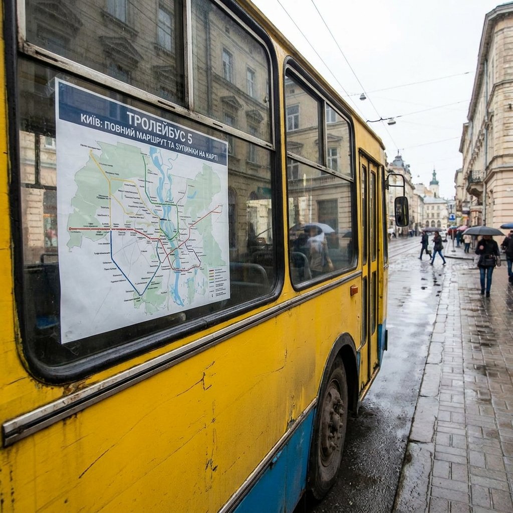 Тролейбус 5 Київ: повний маршрут та зупинки на карті